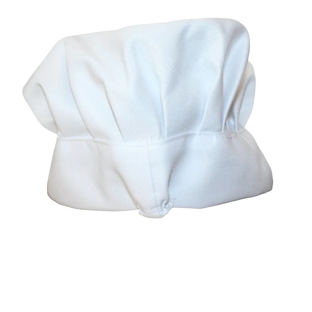 White Chef Hat Elastic On Back One Size Costume Cosplay